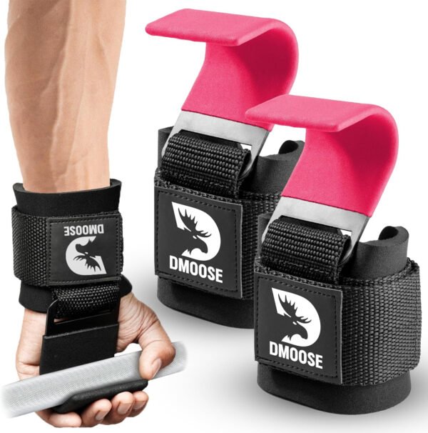 DMoose Fitness Ganchos de levantamiento de pesas para hombres y mujeres (par) – Acolchado de muñeca de 0.315 pulgadas de grosor – Empuñaduras de peso para levantamiento de pesas, encogimiento, filas y - Imagen 19