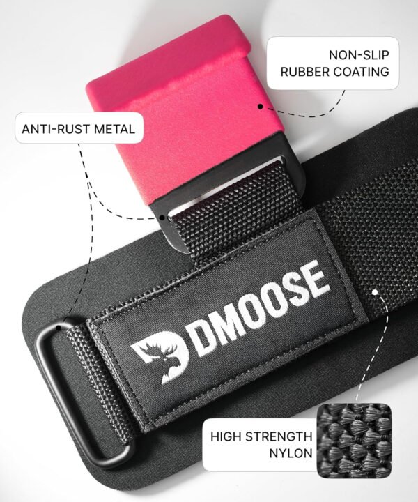 DMoose Fitness Ganchos de levantamiento de pesas para hombres y mujeres (par) – Acolchado de muñeca de 0.315 pulgadas de grosor – Empuñaduras de peso para levantamiento de pesas, encogimiento, filas y - Imagen 20