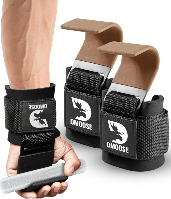 DMoose Fitness Ganchos de levantamiento de pesas para hombres y mujeres (par) – Acolchado de muñeca de 0.315 pulgadas de grosor – Empuñaduras de peso para levantamiento de pesas, encogimiento, filas y - Imagen 25