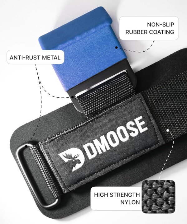 DMoose Fitness Ganchos de levantamiento de pesas para hombres y mujeres (par) – Acolchado de muñeca de 0.315 pulgadas de grosor – Empuñaduras de peso para levantamiento de pesas, encogimiento, filas y - Imagen 30