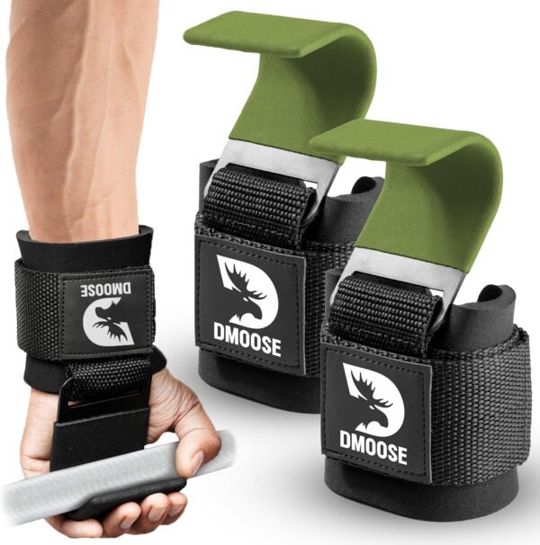 DMoose Fitness Ganchos de levantamiento de pesas para hombres y mujeres (par) – Acolchado de muñeca de 0.315 pulgadas de grosor – Empuñaduras de peso para levantamiento de pesas, encogimiento, filas y - Imagen 33