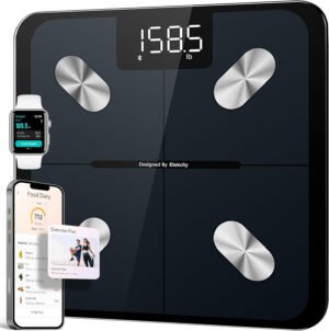 Etekcity Báscula inteligente para peso corporal, báscula de pesaje digital de baño con IMC, grasa corporal, masa muscular, aplicaciones de sincronización de equipos de salud con Bluetooth para el