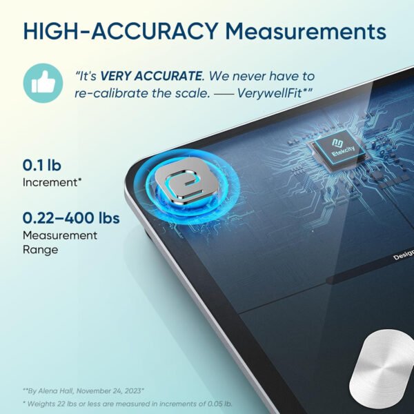 Etekcity Báscula inteligente para peso corporal, báscula de pesaje digital de baño con IMC, grasa corporal, masa muscular, aplicaciones de sincronización de equipos de salud con Bluetooth para el - Imagen 2