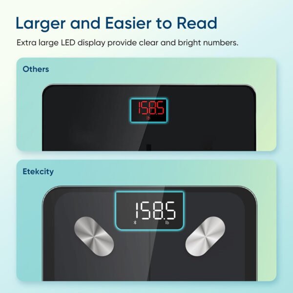 Etekcity Báscula inteligente para peso corporal, báscula de pesaje digital de baño con IMC, grasa corporal, masa muscular, aplicaciones de sincronización de equipos de salud con Bluetooth para el - Imagen 5