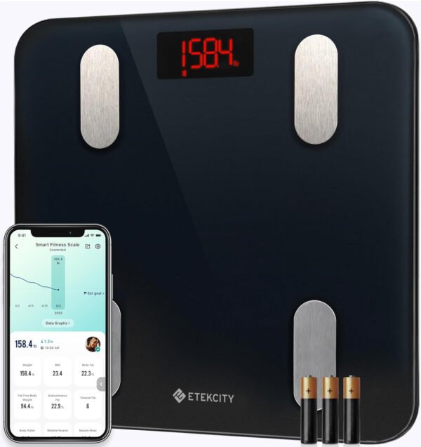 Etekcity Báscula inteligente para peso corporal, báscula de pesaje digital de baño con IMC, grasa corporal, masa muscular, aplicaciones de sincronización de equipos de salud con Bluetooth para el - Imagen 11
