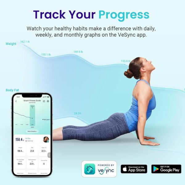 Etekcity Báscula inteligente para peso corporal, báscula de pesaje digital de baño con IMC, grasa corporal, masa muscular, aplicaciones de sincronización de equipos de salud con Bluetooth para el - Imagen 15