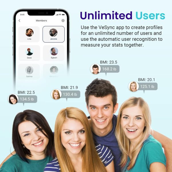 Etekcity Báscula inteligente para peso corporal, báscula de pesaje digital de baño con IMC, grasa corporal, masa muscular, aplicaciones de sincronización de equipos de salud con Bluetooth para el - Imagen 18