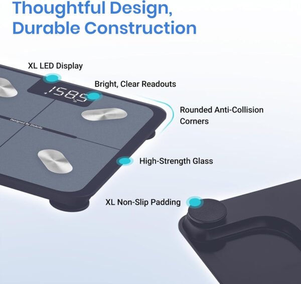 Etekcity Báscula inteligente para peso corporal, báscula de pesaje digital de baño con IMC, grasa corporal, masa muscular, aplicaciones de sincronización de equipos de salud con Bluetooth para el - Imagen 29