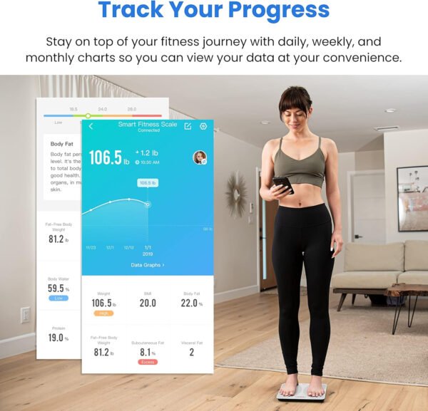 Etekcity Báscula inteligente para peso corporal, báscula de pesaje digital de baño con IMC, grasa corporal, masa muscular, aplicaciones de sincronización de equipos de salud con Bluetooth para el - Imagen 69