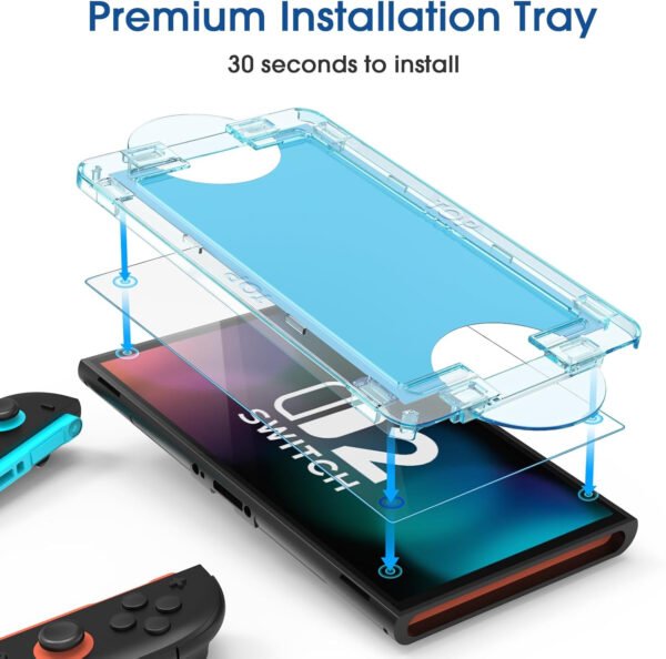 amFilm Auto-Alignment OneTouch for Nintendo Switch 2 Screen Protector [7.9''] 2025 Tempered Glass, Accessories, 30 seconds Installation, Bubble Free, Anti-Scratch, Touch Sensitive, Ultra-Clear [2Pack] - Imagen 8