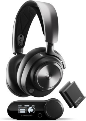 SteelSeries Arctis Nova Pro - Auriculares inalámbricos multisistema para juegos, controladores de alta fidelidad premium, cancelación activa de ruido, sistema de alimentación infinito, micrófono