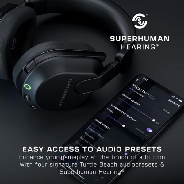 Turtle Beach Stealth 600 Wireless Multiplatform Amplified Gaming Headset for Xbox Series X|S, Xbox One, PC, PS5, PS4, & Mobile – Bluetooth, 80-Hr Battery, Noise-Cancelling Mic – Black - Imagen 9