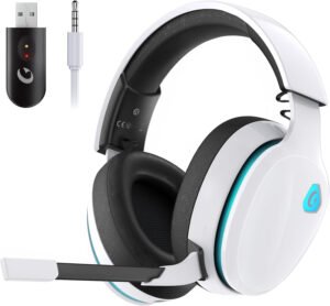 Auriculares inalámbricos para juegos de 2.4 GHz para PS5, PS4 Fortnite y Call of Duty/FPS Gamers, PC, Nintendo Switch, auriculares Bluetooth 5.3 para juegos con micrófono con cancelación de