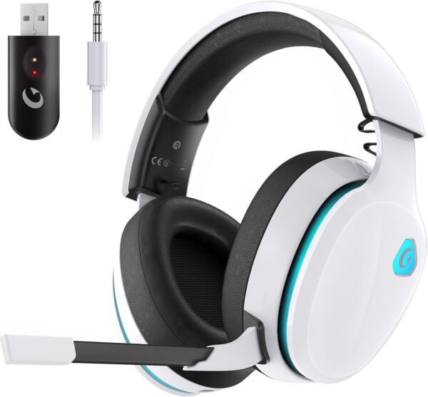 Auriculares inalámbricos para juegos de 2.4 GHz para PS5, PS4 Fortnite y Call of Duty/FPS Gamers, PC, Nintendo Switch, auriculares Bluetooth 5.3 para juegos con micrófono con cancelación de