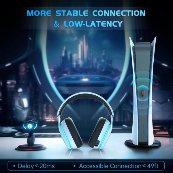 Auriculares inalámbricos para juegos de 2.4 GHz para PS5, PS4 Fortnite y Call of Duty/FPS Gamers, PC, Nintendo Switch, auriculares Bluetooth 5.3 para juegos con micrófono con cancelación de - Imagen 2
