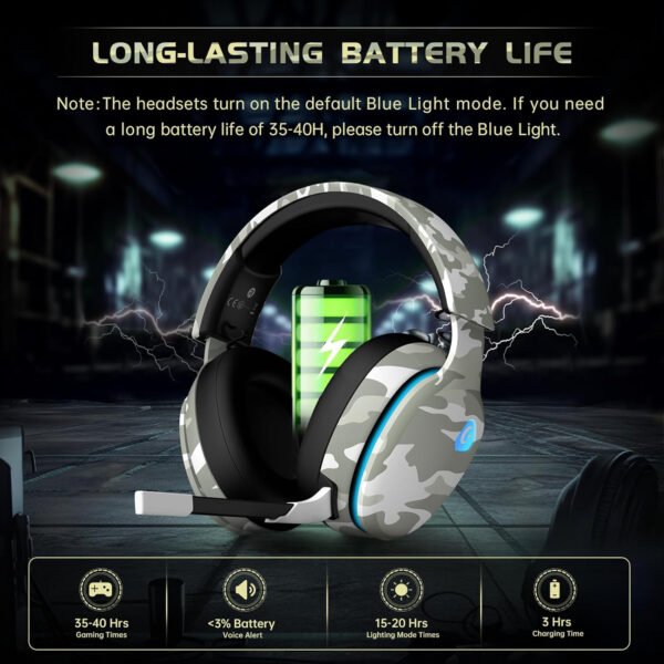 Auriculares inalámbricos para juegos de 2.4 GHz para PS5, PS4 Fortnite y Call of Duty/FPS Gamers, PC, Nintendo Switch, auriculares Bluetooth 5.3 para juegos con micrófono con cancelación de - Imagen 16