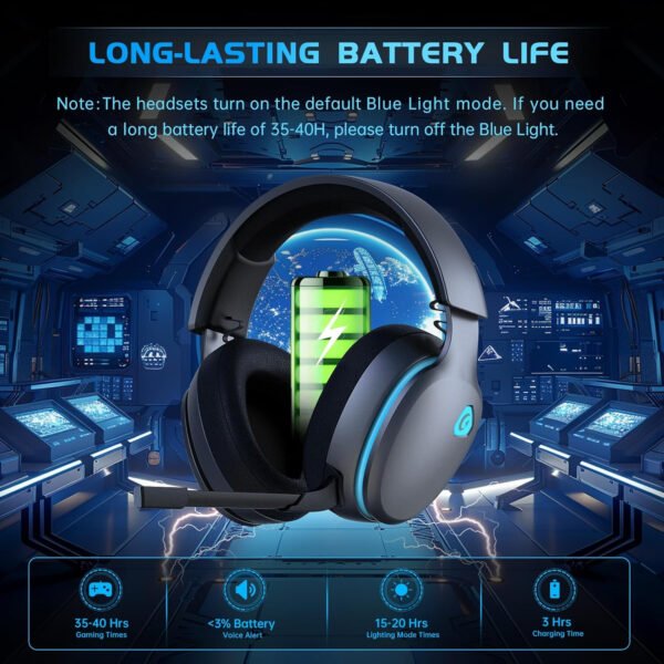 Auriculares inalámbricos para juegos de 2.4 GHz para PS5, PS4 Fortnite y Call of Duty/FPS Gamers, PC, Nintendo Switch, auriculares Bluetooth 5.3 para juegos con micrófono con cancelación de - Imagen 23