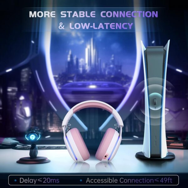 Auriculares inalámbricos para juegos de 2.4 GHz para PS5, PS4 Fortnite y Call of Duty/FPS Gamers, PC, Nintendo Switch, auriculares Bluetooth 5.3 para juegos con micrófono con cancelación de - Imagen 28