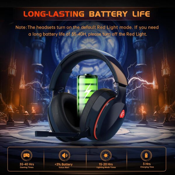 Auriculares inalámbricos para juegos de 2.4 GHz para PS5, PS4 Fortnite y Call of Duty/FPS Gamers, PC, Nintendo Switch, auriculares Bluetooth 5.3 para juegos con micrófono con cancelación de - Imagen 50