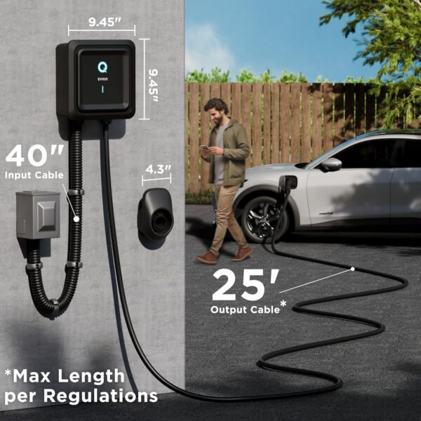 EVIQO Cargador EV de nivel 2 – Cargador EV de pared para el hogar nivel 2 48 amperios para coche eléctrico – 240 V NEMA 14-50 Enchufe 11.5kW EVSE J1772 Cargadores, Energy Star/UL – Estaciones de carga - Imagen 19