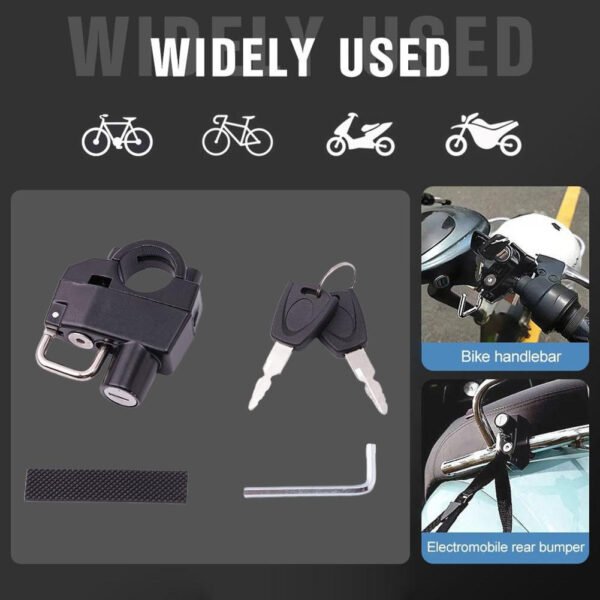 Candado antirrobo para casco de motocicleta, cerradura de seguridad con 2 llaves, herramienta de instalación, diseño antirrobo duradero, evita robos, ajuste seguro - Imagen 2