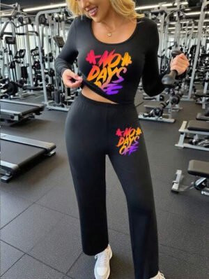 Conjunto de ropa deportiva de manga larga y pantalones largos de moda para la temporada de otoño e invierno, adecuado para el gimnasio, uso diario y correr
