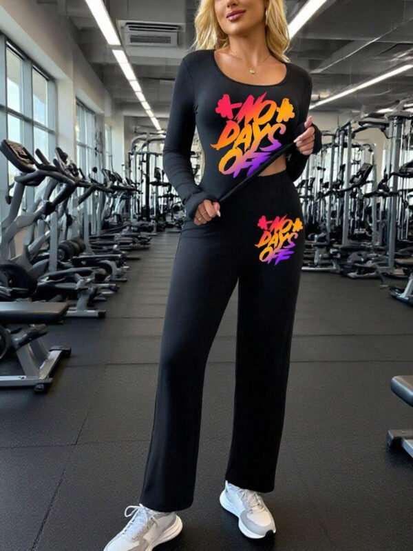 Conjunto de ropa deportiva de manga larga y pantalones largos de moda para la temporada de otoño e invierno, adecuado para el gimnasio, uso diario y correr - Imagen 6