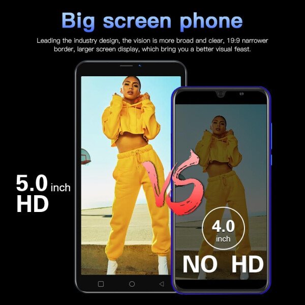 Teléfono móvil, pantalla de 5.0 pulgadas, sistema operativo Android 9.0, 16 GB de ROM (SD a 128 GB), cámaras duales de doble SIM, teléfonos celulares de desbloqueo de identificación facial - Imagen 4