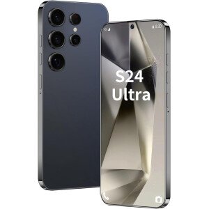 Teléfono desbloqueado S24 Ultra Teléfono Android 8-core 8GB+256GB Teléfono celular 7 pulgadas Pantalla HD Teléfono móvil 108MP+48MP Cámara 6800 mAh Batería 5G Dual SIM (Titanio Negro)