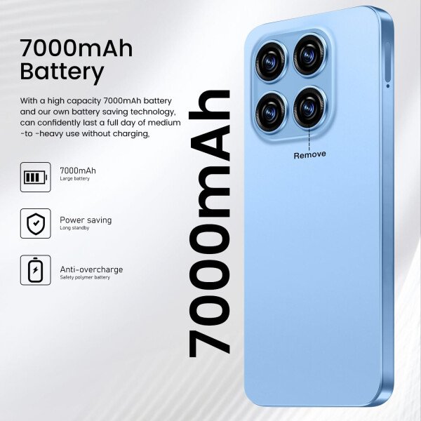 Teléfono celular desbloqueado de 16PROMA X 16+1TB, pantalla HD de 6.99 pulgadas, batería de 7000 mAh, Android 14, desbloqueo de botón de identificación facial, desbloqueo de botón de huellas - Imagen 12