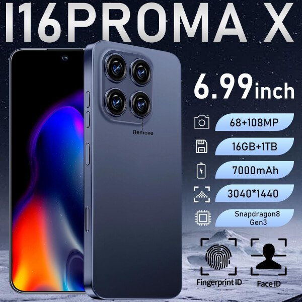 Teléfono celular desbloqueado de 16PROMA X 16+1TB, pantalla HD de 6.99 pulgadas, batería de 7000 mAh, Android 14, desbloqueo de botón de identificación facial, desbloqueo de botón de huellas - Imagen 14