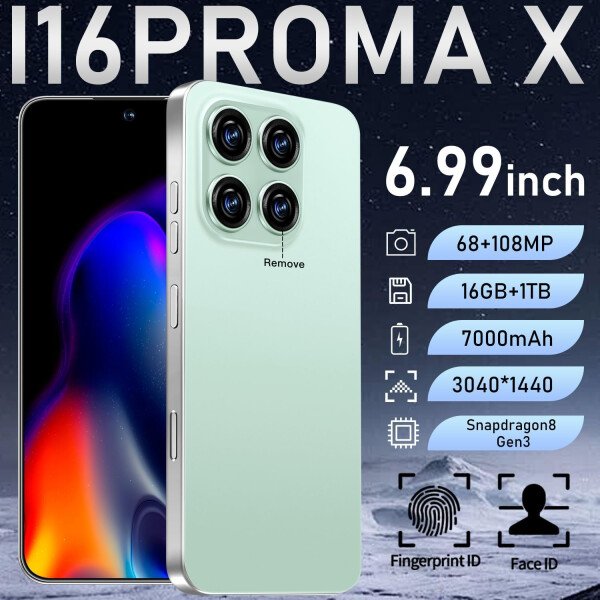 Teléfono celular desbloqueado de 16PROMA X 16+1TB, pantalla HD de 6.99 pulgadas, batería de 7000 mAh, Android 14, desbloqueo de botón de identificación facial, desbloqueo de botón de huellas - Imagen 19