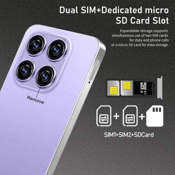 Teléfono celular desbloqueado de 16PROMA X 16+1TB, pantalla HD de 6.99 pulgadas, batería de 7000 mAh, Android 14, desbloqueo de botón de identificación facial, desbloqueo de botón de huellas - Imagen 26