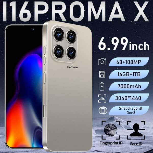 Teléfono celular desbloqueado de 16PROMA X 16+1TB, pantalla HD de 6.99 pulgadas, batería de 7000 mAh, Android 14, desbloqueo de botón de identificación facial, desbloqueo de botón de huellas - Imagen 28