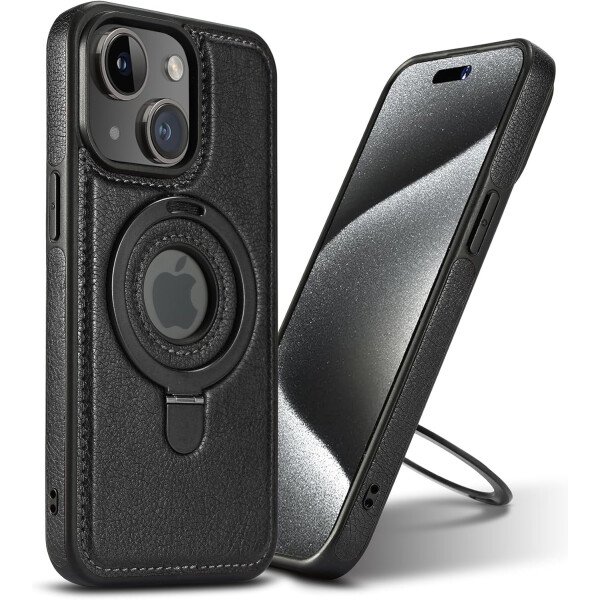 Funda magnética de piel para iPhone 14/13, soporte invisible [compatible con Magsafe] funda delgada de teléfono (marrón, iPhone 14/13) - Imagen 4