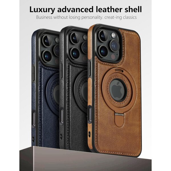 Funda magnética de piel para iPhone 14/13, soporte invisible [compatible con Magsafe] funda delgada de teléfono (marrón, iPhone 14/13) - Imagen 17
