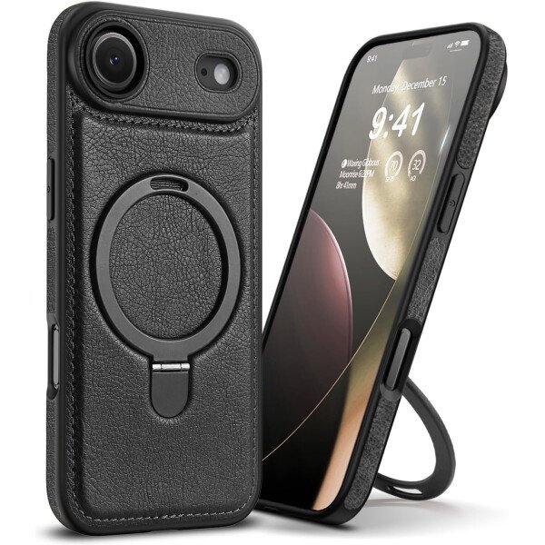 Funda magnética de piel para iPhone 14/13, soporte invisible [compatible con Magsafe] funda delgada de teléfono (marrón, iPhone 14/13) - Imagen 18