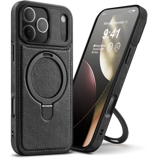 Funda magnética de piel para iPhone 14/13, soporte invisible [compatible con Magsafe] funda delgada de teléfono (marrón, iPhone 14/13) - Imagen 20