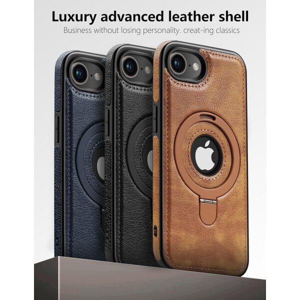 Funda magnética de piel para iPhone 14/13, soporte invisible [compatible con Magsafe] funda delgada de teléfono (marrón, iPhone 14/13) - Imagen 33