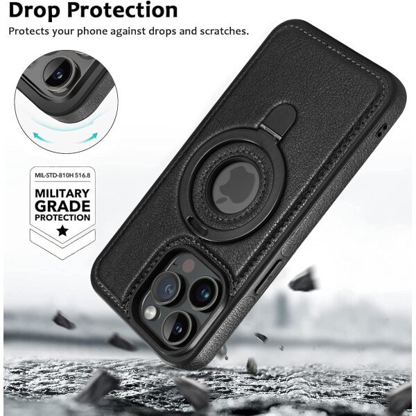 Funda magnética de piel para iPhone 14/13, soporte invisible [compatible con Magsafe] funda delgada de teléfono (marrón, iPhone 14/13) - Imagen 36