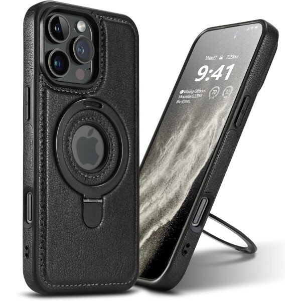 Funda magnética de piel para iPhone 14/13, soporte invisible [compatible con Magsafe] funda delgada de teléfono (marrón, iPhone 14/13) - Imagen 37