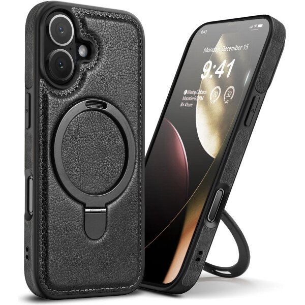 Funda magnética de piel para iPhone 14/13, soporte invisible [compatible con Magsafe] funda delgada de teléfono (marrón, iPhone 14/13) - Imagen 41