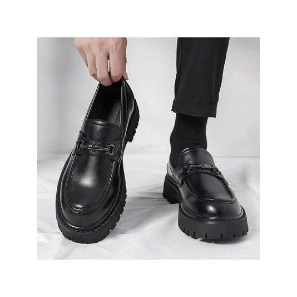 Zapatos para hombre, mocasines de suela gruesa de moda juvenil, mocasines sin cordones, zapatos con estilo británico, zapatos casuales de negocios para caminar a diario, calzado masculino