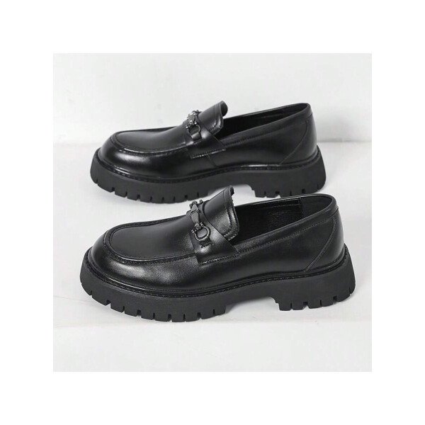 Zapatos para hombre, mocasines de suela gruesa de moda juvenil, mocasines sin cordones, zapatos con estilo británico, zapatos casuales de negocios para caminar a diario, calzado masculino - Imagen 6
