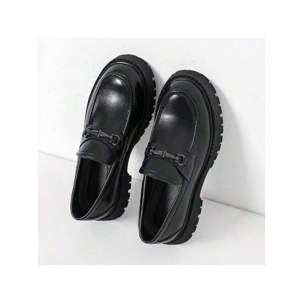 Zapatos para hombre, mocasines de suela gruesa de moda juvenil, mocasines sin cordones, zapatos con estilo británico, zapatos casuales de negocios para caminar a diario, calzado masculino - Imagen 7