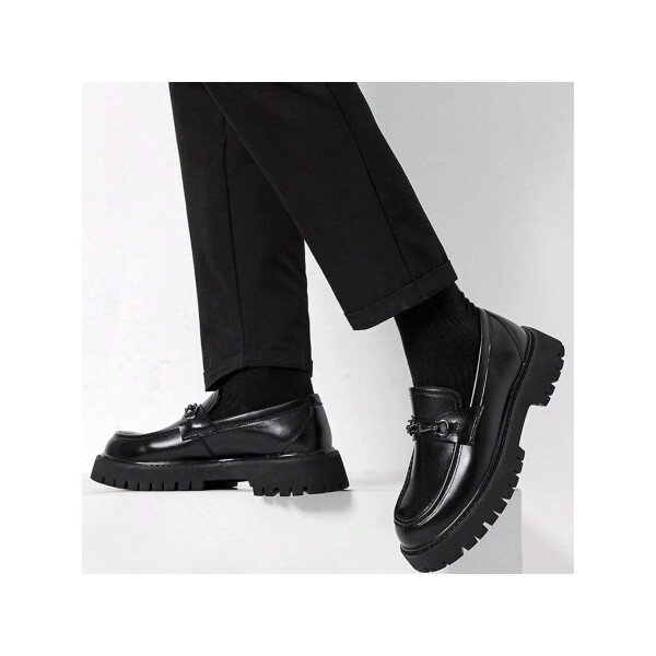Zapatos para hombre, mocasines de suela gruesa de moda juvenil, mocasines sin cordones, zapatos con estilo británico, zapatos casuales de negocios para caminar a diario, calzado masculino - Imagen 11