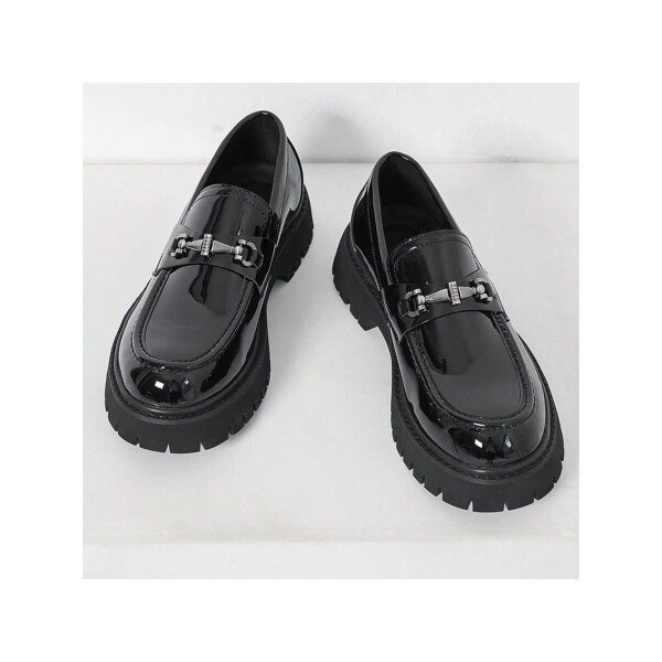 Zapatos para hombre, mocasines de suela gruesa de moda juvenil, mocasines sin cordones, zapatos con estilo británico, zapatos casuales de negocios para caminar a diario, calzado masculino - Imagen 15