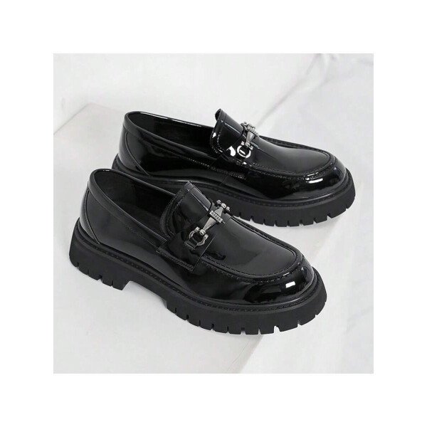 Zapatos para hombre, mocasines de suela gruesa de moda juvenil, mocasines sin cordones, zapatos con estilo británico, zapatos casuales de negocios para caminar a diario, calzado masculino - Imagen 16