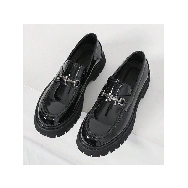 Zapatos para hombre, mocasines de suela gruesa de moda juvenil, mocasines sin cordones, zapatos con estilo británico, zapatos casuales de negocios para caminar a diario, calzado masculino - Imagen 18