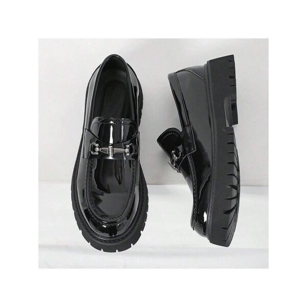 Zapatos para hombre, mocasines de suela gruesa de moda juvenil, mocasines sin cordones, zapatos con estilo británico, zapatos casuales de negocios para caminar a diario, calzado masculino - Imagen 19